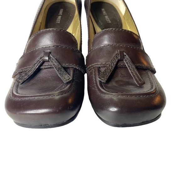 Nine West Harado Y2K Stacked Heel Leather Shoes. Size 8M - Picture 5 of 6